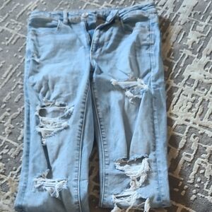 American Eagle Outfitters Light Blue Distressed Boyfriend Jeans
